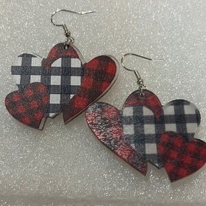 Plaid Heart Earrings